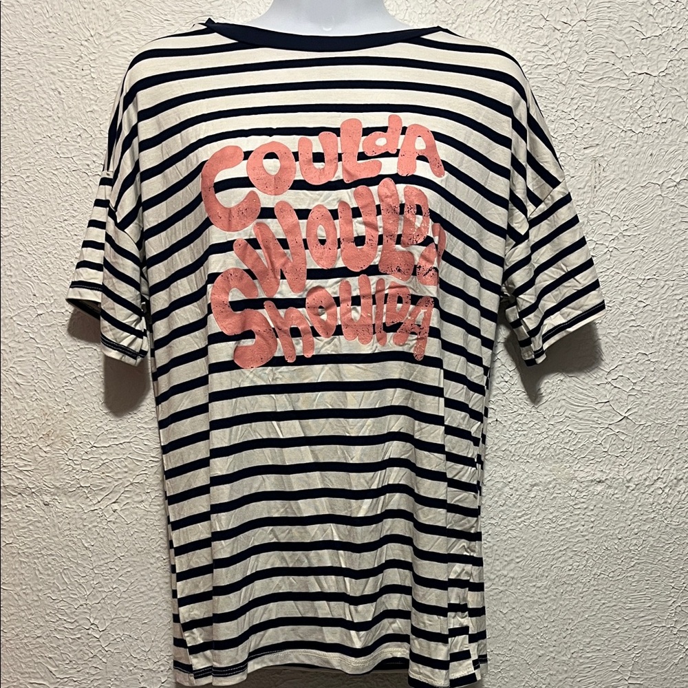 Promesa Striped Tee with Coral Graphic